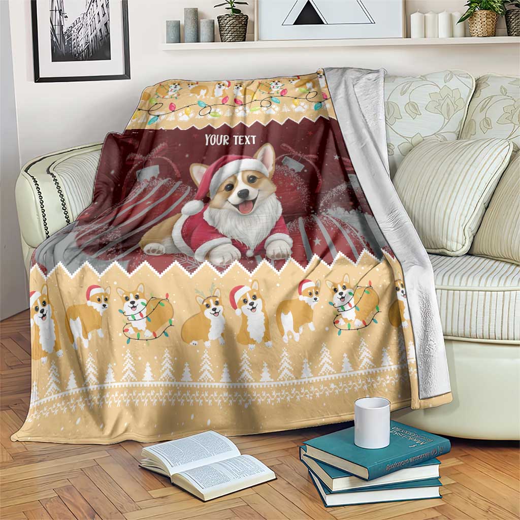 Personalised Wales Corgi Christmas Blanket Merry Corg-mas Yellow Color - Wonder Print Shop