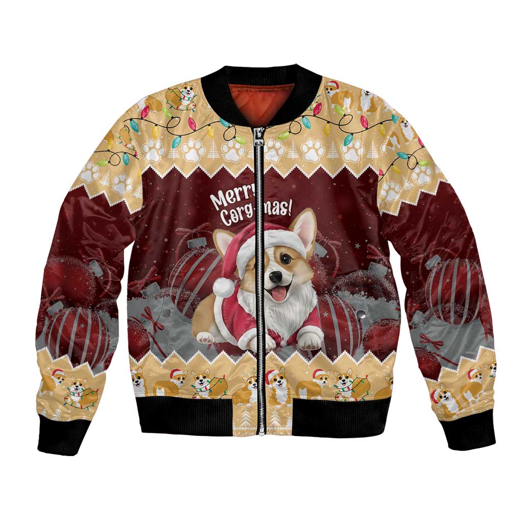 Personalised Wales Corgi Christmas Bomber Jacket Merry Corg-mas Yellow Color - Wonder Print Shop