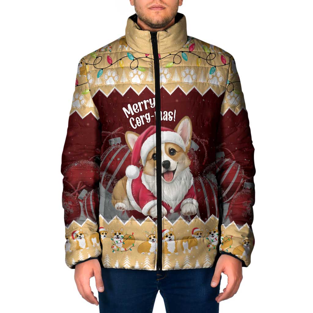 Personalised Wales Corgi Christmas Padded Jacket Merry Corg-mas Yellow Color - Wonder Print Shop