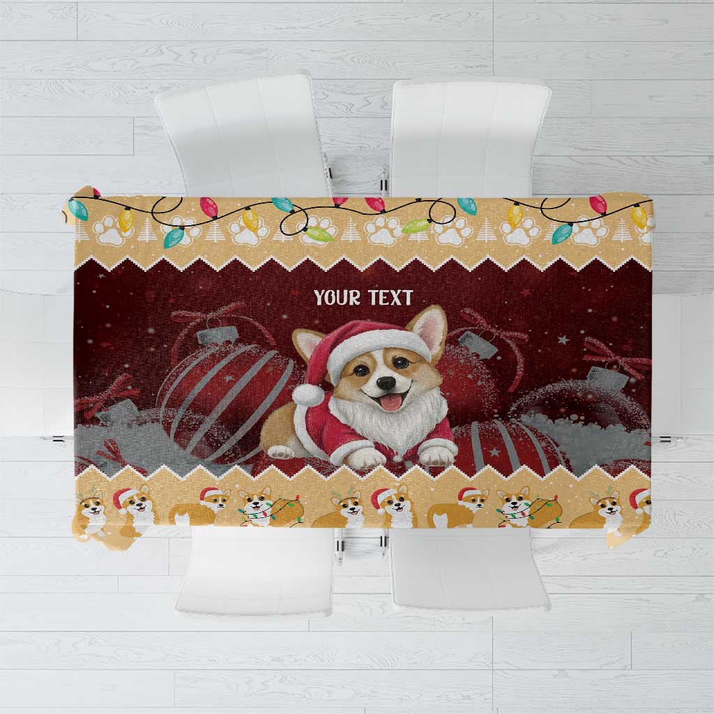 Personalised Wales Corgi Christmas Tablecloth Merry Corg-mas Yellow Color - Wonder Print Shop