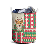 Wales Corgi Christmas Laundry Basket Seamless Cute Dog Argyle Pattern - Wonder Print Shop