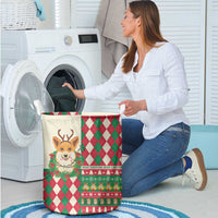 Wales Corgi Christmas Laundry Basket Seamless Cute Dog Argyle Pattern - Wonder Print Shop