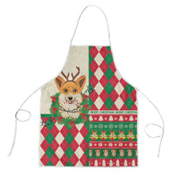 Wales Corgi Christmas Apron Seamless Cute Dog Argyle Pattern - Wonder Print Shop