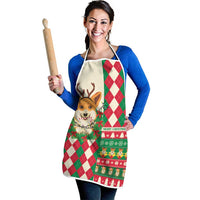 Wales Corgi Christmas Apron Seamless Cute Dog Argyle Pattern - Wonder Print Shop