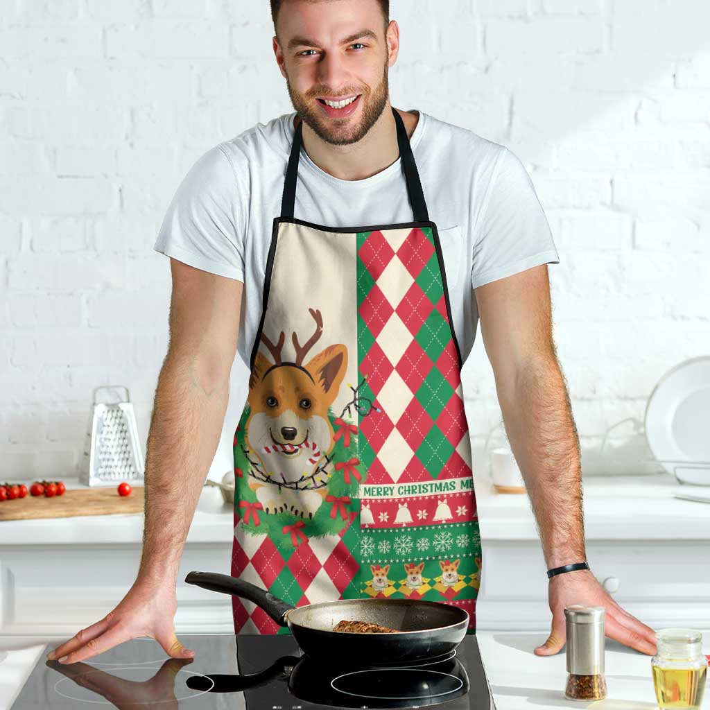 Wales Corgi Christmas Apron Seamless Cute Dog Argyle Pattern - Wonder Print Shop