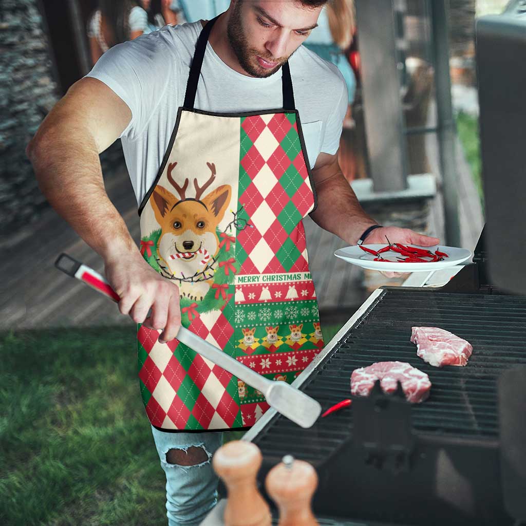 Wales Corgi Christmas Apron Seamless Cute Dog Argyle Pattern - Wonder Print Shop