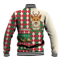 Wales Corgi Christmas Baseball Jacket Seamless Cute Dog Argyle Pattern - Wonder Print Shop