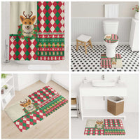 Wales Corgi Christmas Bathroom Set Seamless Cute Dog Argyle Pattern - Wonder Print Shop