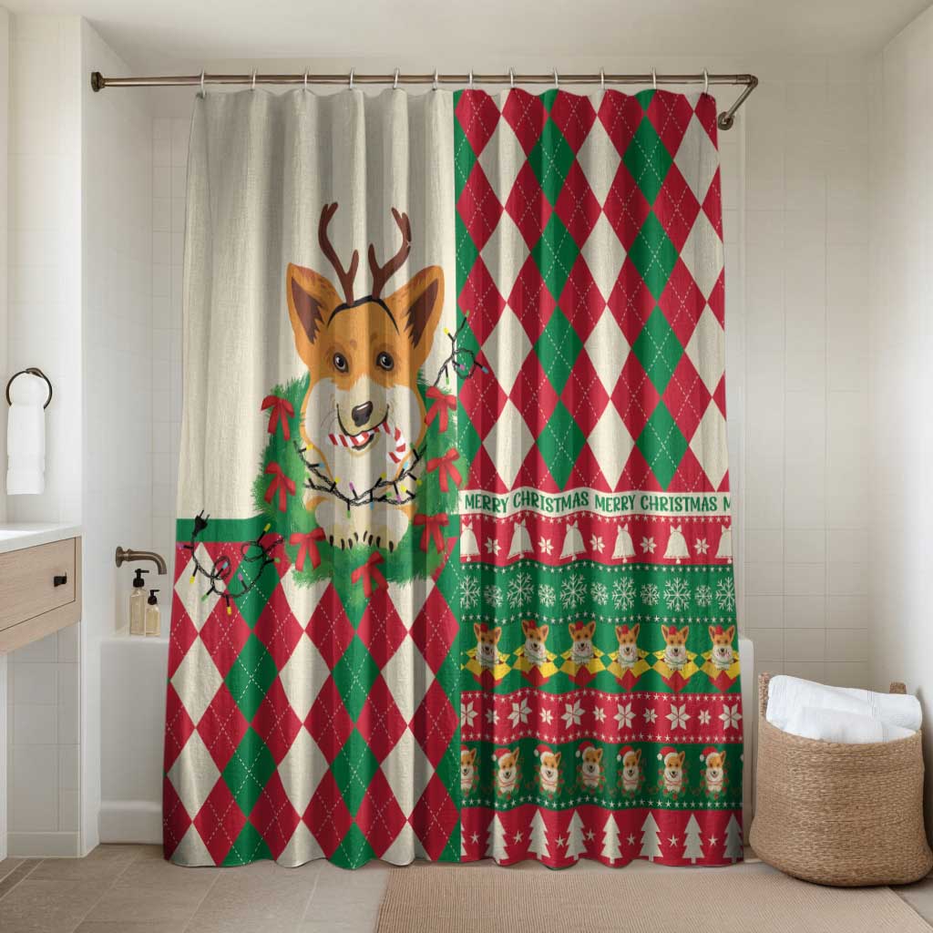 Wales Corgi Christmas Bathroom Set Seamless Cute Dog Argyle Pattern - Wonder Print Shop