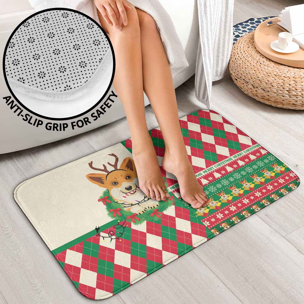 Wales Corgi Christmas Bathroom Set Seamless Cute Dog Argyle Pattern - Wonder Print Shop