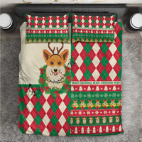 Wales Corgi Christmas Bedding Set Seamless Cute Dog Argyle Pattern - Wonder Print Shop