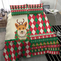 Wales Corgi Christmas Bedding Set Seamless Cute Dog Argyle Pattern - Wonder Print Shop