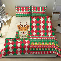 Wales Corgi Christmas Bedding Set Seamless Cute Dog Argyle Pattern - Wonder Print Shop