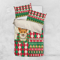 Wales Corgi Christmas Bedding Set Seamless Cute Dog Argyle Pattern - Wonder Print Shop