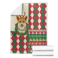 Wales Corgi Christmas Blanket Seamless Cute Dog Argyle Pattern - Wonder Print Shop
