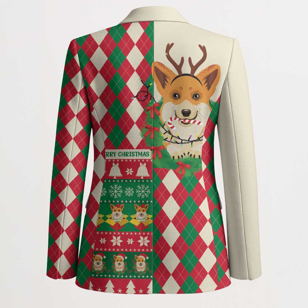 Wales Corgi Christmas Blazer Seamless Cute Dog Argyle Pattern - Wonder Print Shop
