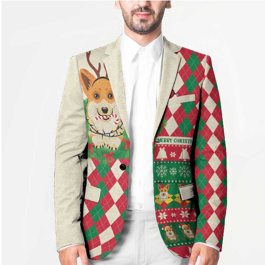 Wales Corgi Christmas Blazer Seamless Cute Dog Argyle Pattern - Wonder Print Shop