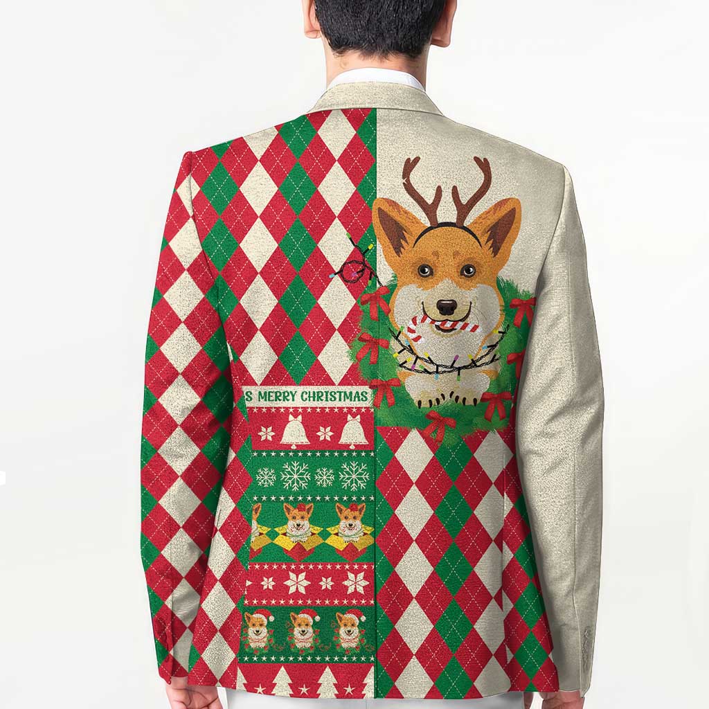 Wales Corgi Christmas Blazer Seamless Cute Dog Argyle Pattern - Wonder Print Shop
