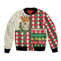 Wales Corgi Christmas Bomber Jacket Seamless Cute Dog Argyle Pattern - Wonder Print Shop