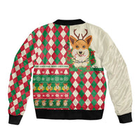 Wales Corgi Christmas Bomber Jacket Seamless Cute Dog Argyle Pattern - Wonder Print Shop