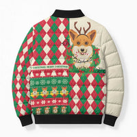 Wales Corgi Christmas Bomber Puffer Jacket Seamless Cute Dog Argyle Pattern - Wonder Print Shop