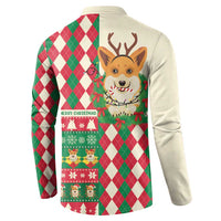 Wales Corgi Christmas Button Sweatshirt Seamless Cute Dog Argyle Pattern - Wonder Print Shop
