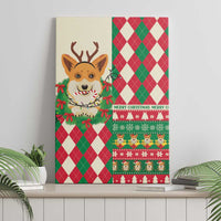 Wales Corgi Christmas Canvas Wall Art Seamless Cute Dog Argyle Pattern - Wonder Print Shop