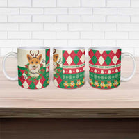 Wales Corgi Christmas Ceramic Mug Seamless Cute Dog Argyle Pattern - Wonder Print Shop