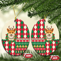 Wales Corgi Christmas Ceramic Ornament Seamless Cute Dog Argyle Pattern - Wonder Print Shop