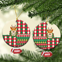 Wales Corgi Christmas Ceramic Ornament Seamless Cute Dog Argyle Pattern - Wonder Print Shop