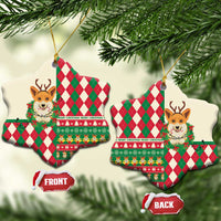 Wales Corgi Christmas Ceramic Ornament Seamless Cute Dog Argyle Pattern - Wonder Print Shop