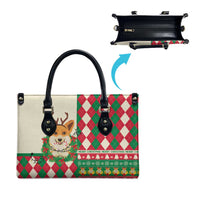 Wales Corgi Christmas Leather Bag Seamless Cute Dog Argyle Pattern - Wonder Print Shop