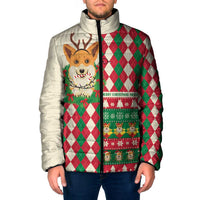 Wales Corgi Christmas Padded Jacket Seamless Cute Dog Argyle Pattern - Wonder Print Shop
