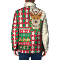Wales Corgi Christmas Padded Jacket Seamless Cute Dog Argyle Pattern - Wonder Print Shop
