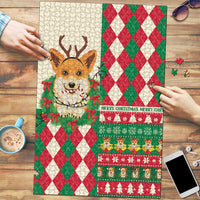 Wales Corgi Christmas Puzzle Seamless Cute Dog Argyle Pattern - Wonder Print Shop