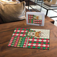 Wales Corgi Christmas Puzzle Seamless Cute Dog Argyle Pattern - Wonder Print Shop