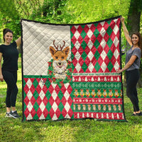 Wales Corgi Christmas Quilt Seamless Cute Dog Argyle Pattern - Wonder Print Shop