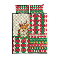 Wales Corgi Christmas Quilt Bed Set Seamless Cute Dog Argyle Pattern - Wonder Print Shop