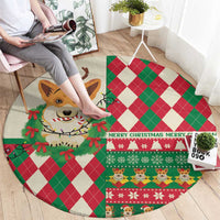 Wales Corgi Christmas Round Carpet Seamless Cute Dog Argyle Pattern - Wonder Print Shop
