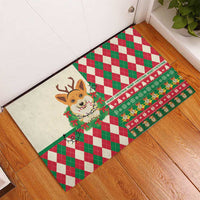Wales Corgi Christmas Rubber Doormat Seamless Cute Dog Argyle Pattern - Wonder Print Shop