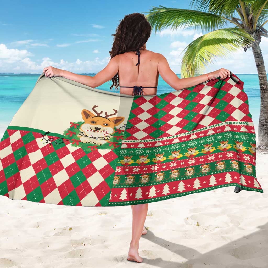 Wales Corgi Christmas Sarong Seamless Cute Dog Argyle Pattern - Wonder Print Shop