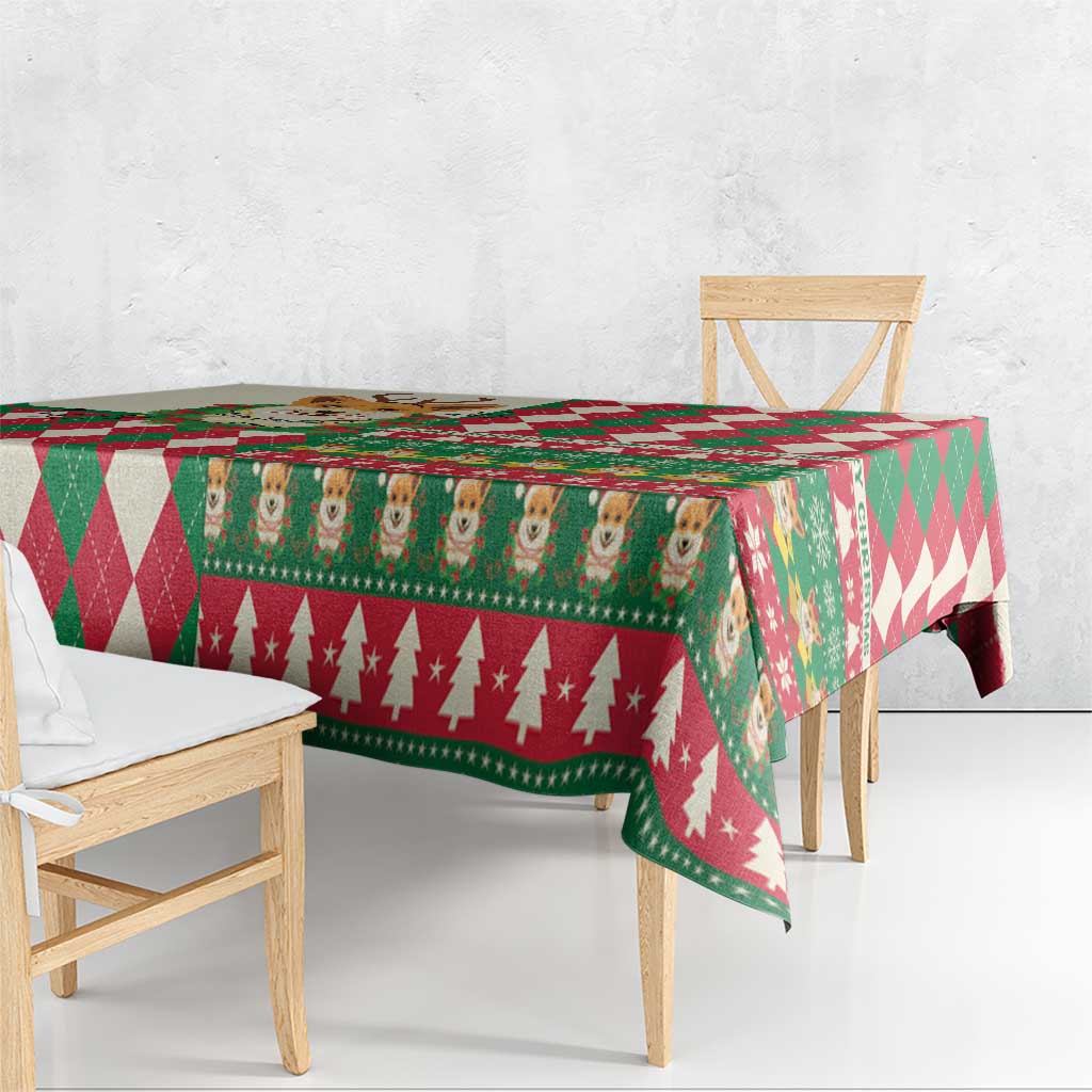 Wales Corgi Christmas Tablecloth Seamless Cute Dog Argyle Pattern - Wonder Print Shop