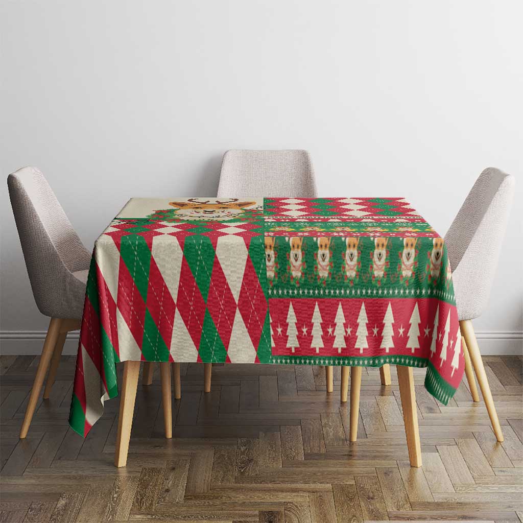 Wales Corgi Christmas Tablecloth Seamless Cute Dog Argyle Pattern - Wonder Print Shop