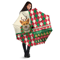Wales Corgi Christmas Umbrella Seamless Cute Dog Argyle Pattern - Wonder Print Shop