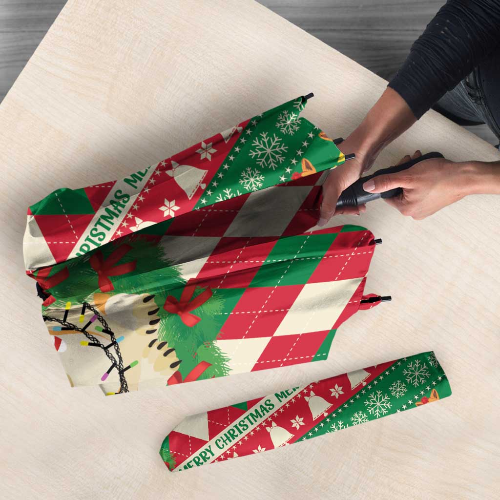 Wales Corgi Christmas Umbrella Seamless Cute Dog Argyle Pattern - Wonder Print Shop