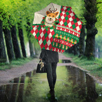 Wales Corgi Christmas Umbrella Seamless Cute Dog Argyle Pattern - Wonder Print Shop