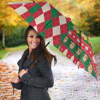 Wales Corgi Christmas Umbrella Seamless Cute Dog Argyle Pattern - Wonder Print Shop
