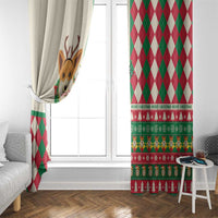 Wales Corgi Christmas Window Curtain Seamless Cute Dog Argyle Pattern - Wonder Print Shop