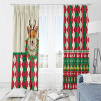 Wales Corgi Christmas Window Curtain Seamless Cute Dog Argyle Pattern - Wonder Print Shop