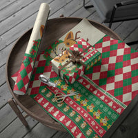 Wales Corgi Christmas Wrapping Paper Seamless Cute Dog Argyle Pattern - Wonder Print Shop